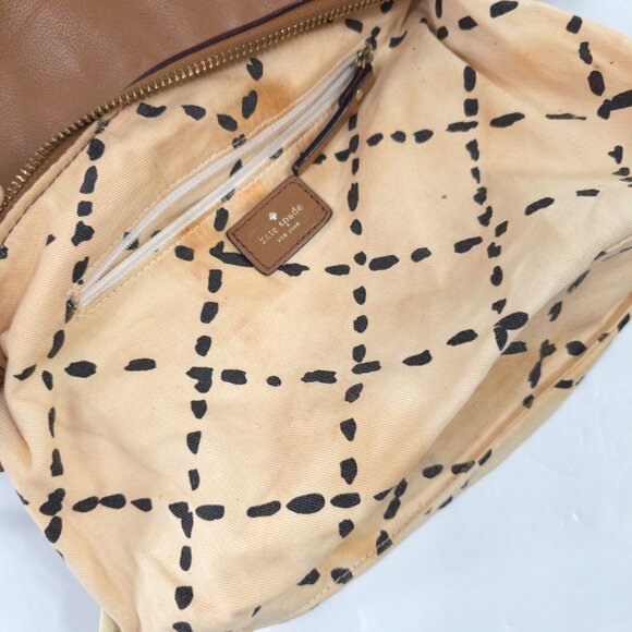 KATE SPADE NEW YORK TAN BROWN PEBBLED LEATHER SMALL CROSSBODY BAG ZIPPER ❗AS-IS❗ - Picture 3 of 16